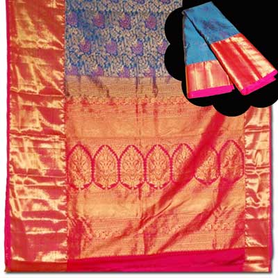 "Kalaneta blue Kanchi fancy silk saree NSHH-19 (with Blouse) - Click here to View more details about this Product